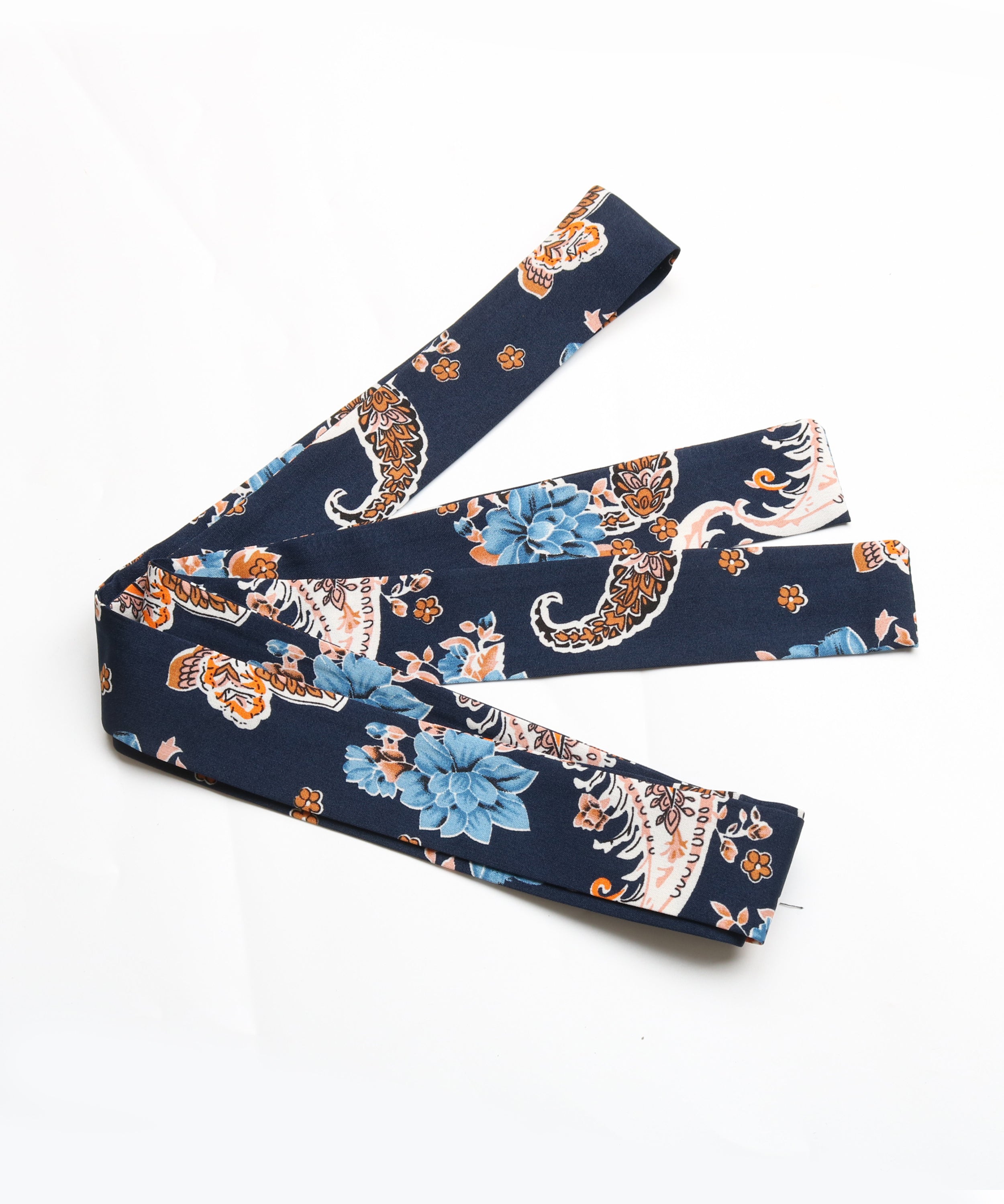 Paisley Print Pleated Hem Belted Midi Dress