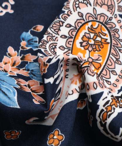 Paisley Print Pleated Hem Belted Midi Dress