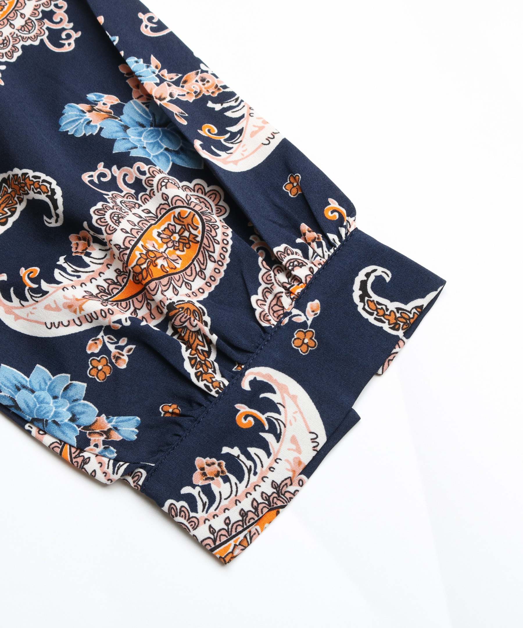 Paisley Print Pleated Hem Belted Midi Dress