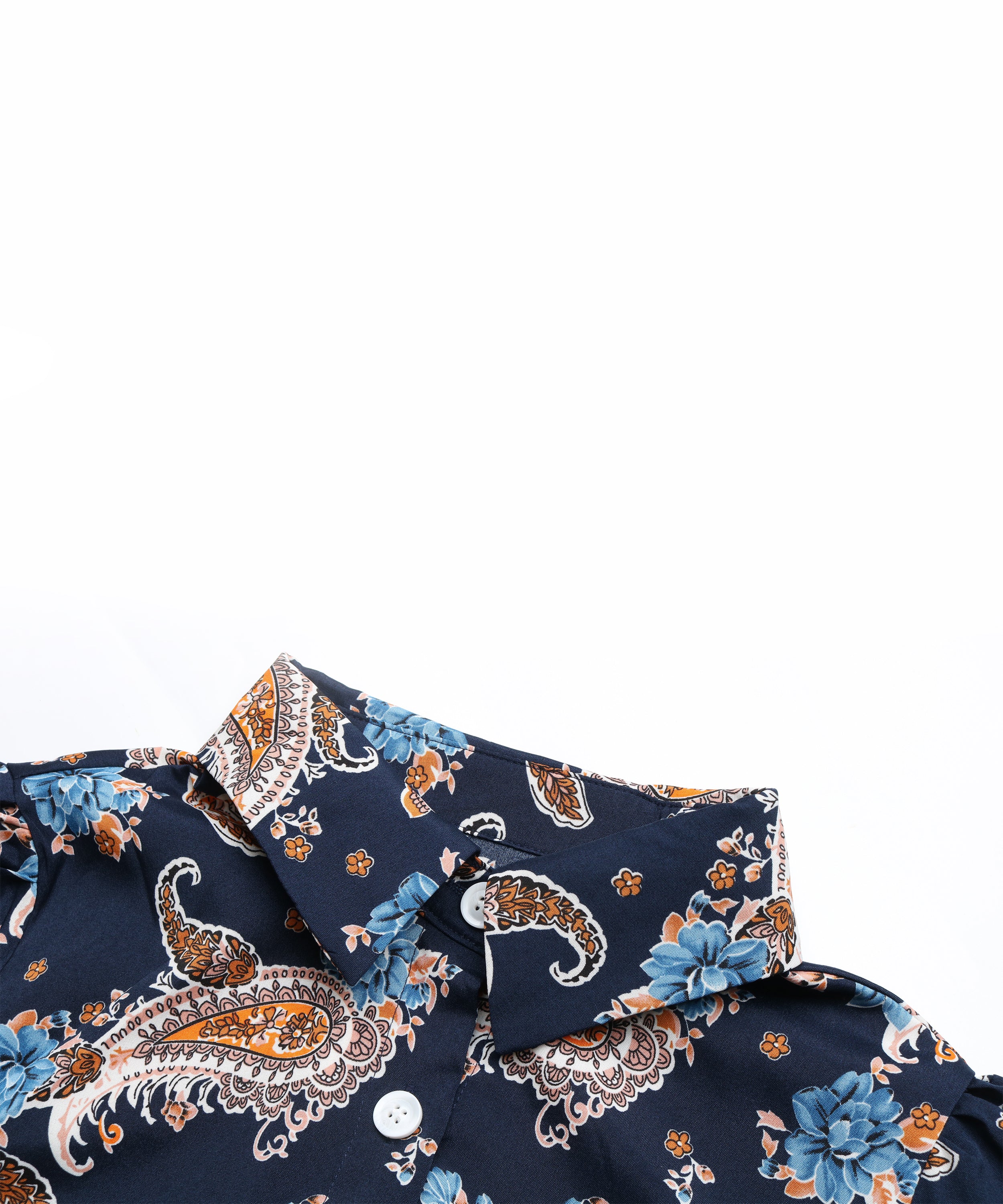 Paisley Print Pleated Hem Belted Midi Dress