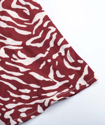 Colorblock Graphic Print  Gigot Sleeve A-line Midi Dress