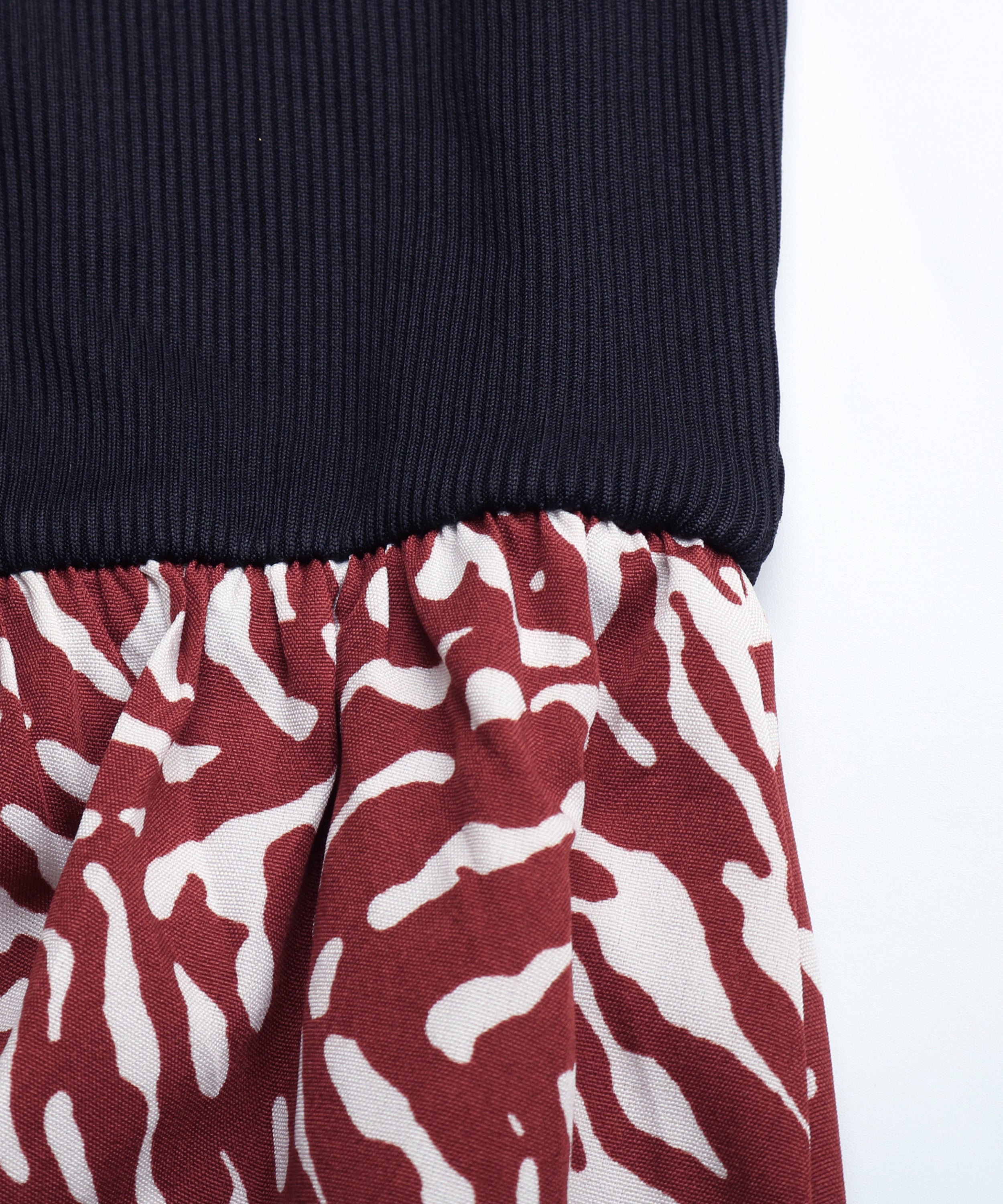 Colorblock Graphic Print  Gigot Sleeve A-line Midi Dress