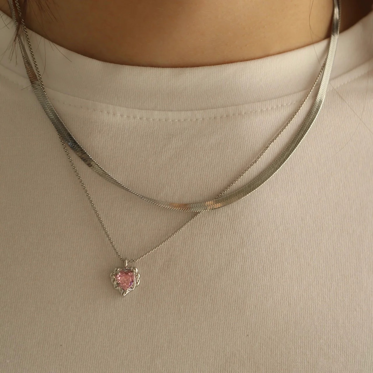 Yamileth Heart Necklace (Silver)