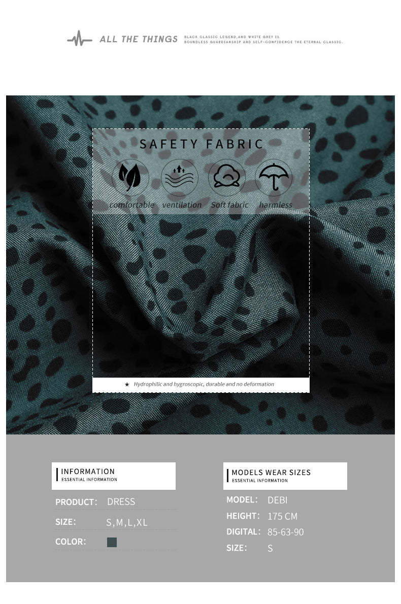 Colorblock Dalmatian Print Button Detail Midi Dress