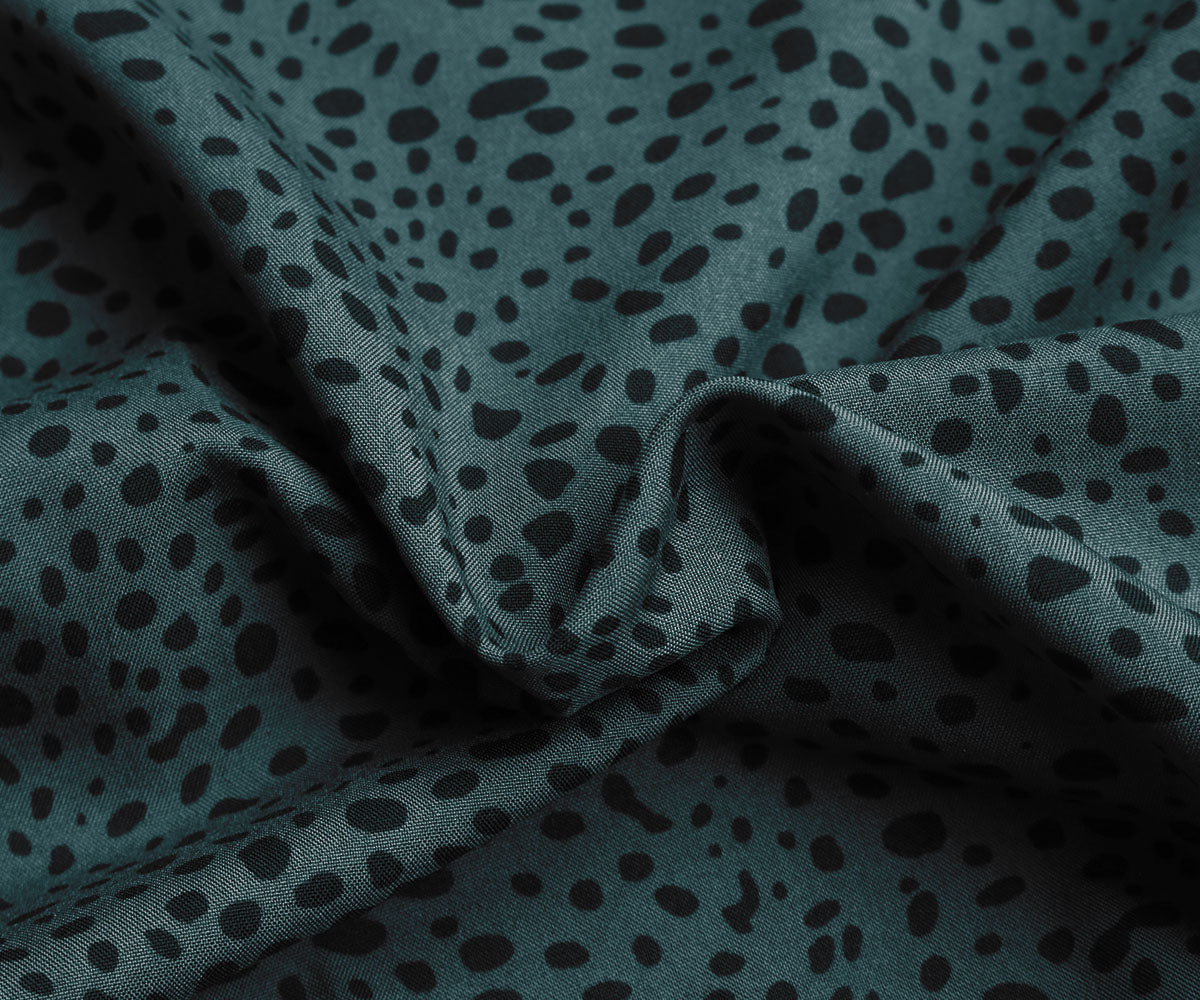 Colorblock Dalmatian Print Button Detail Midi Dress