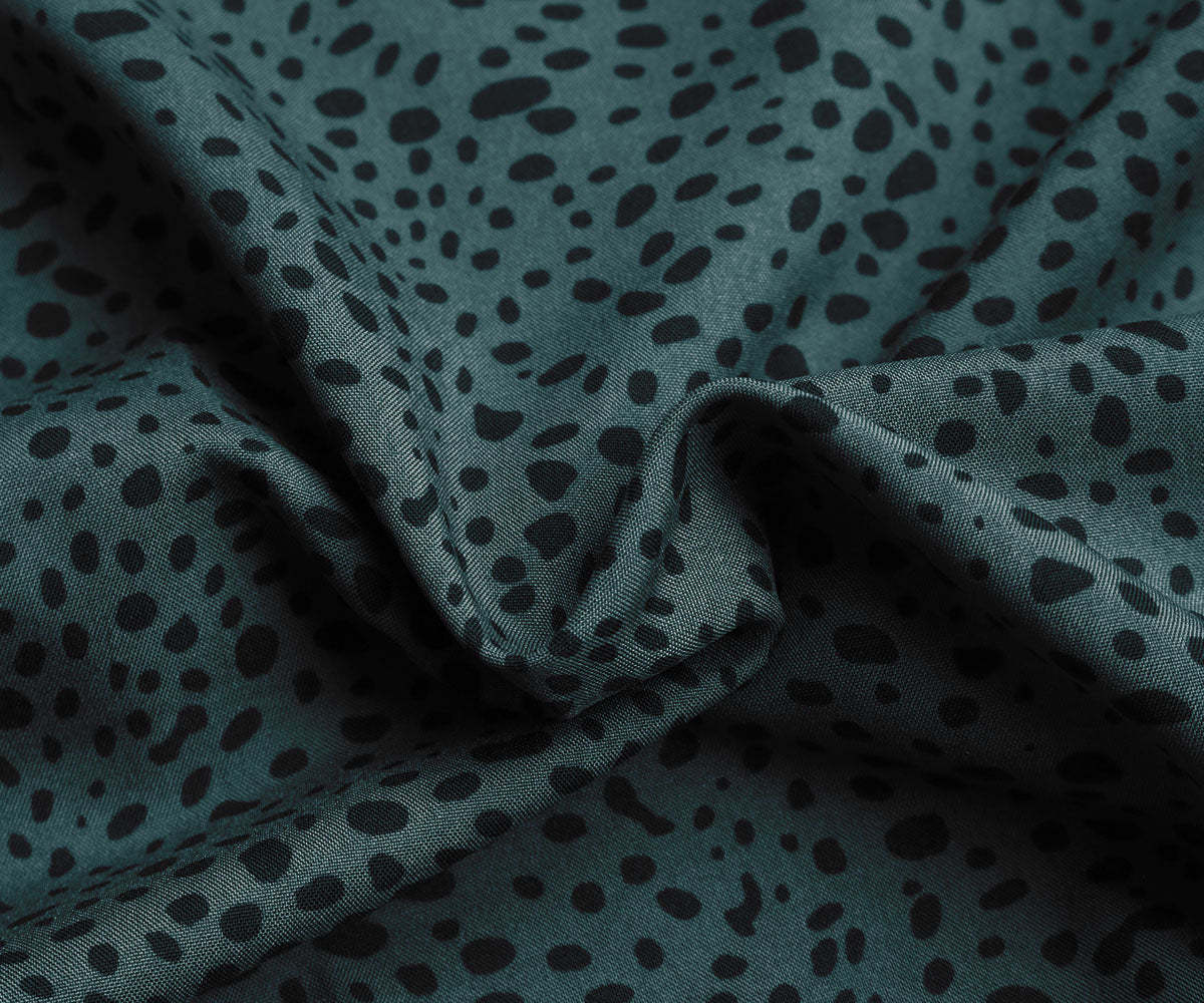 Colorblock Dalmatian Print Button Detail Midi Dress