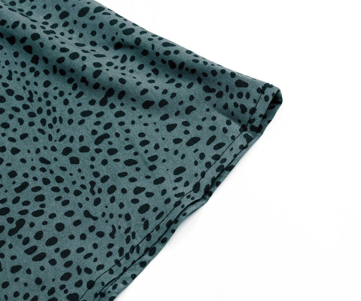 Colorblock Dalmatian Print Button Detail Midi Dress