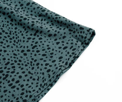 Colorblock Dalmatian Print Button Detail Midi Dress