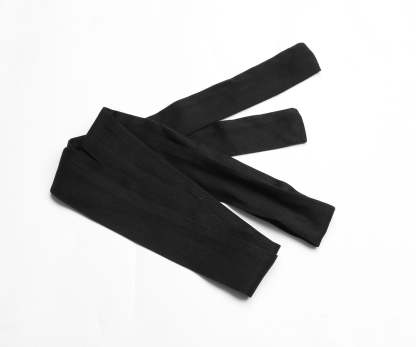 Slant Pockets Belted Black Midi Dress