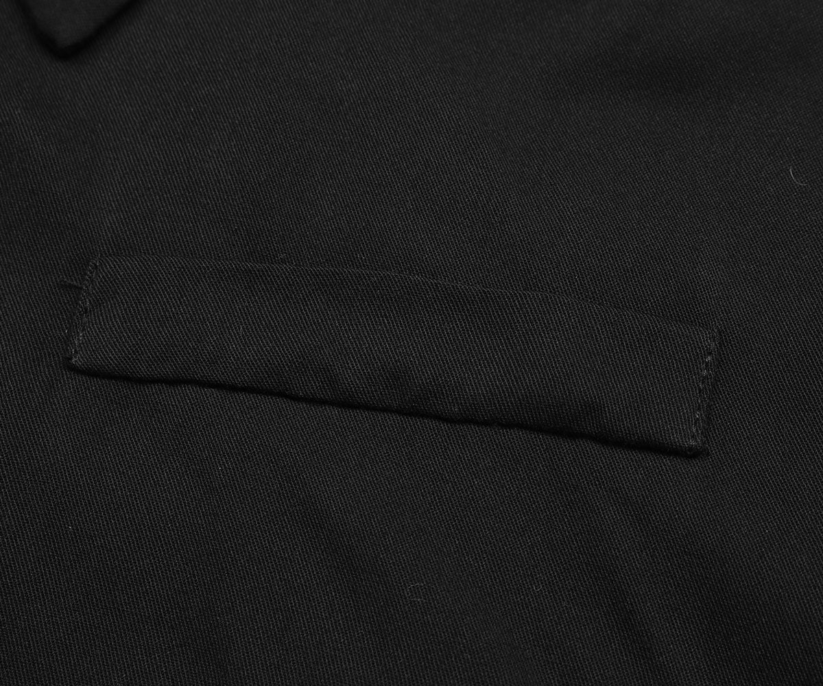 Slant Pockets Belted Black Midi Dress