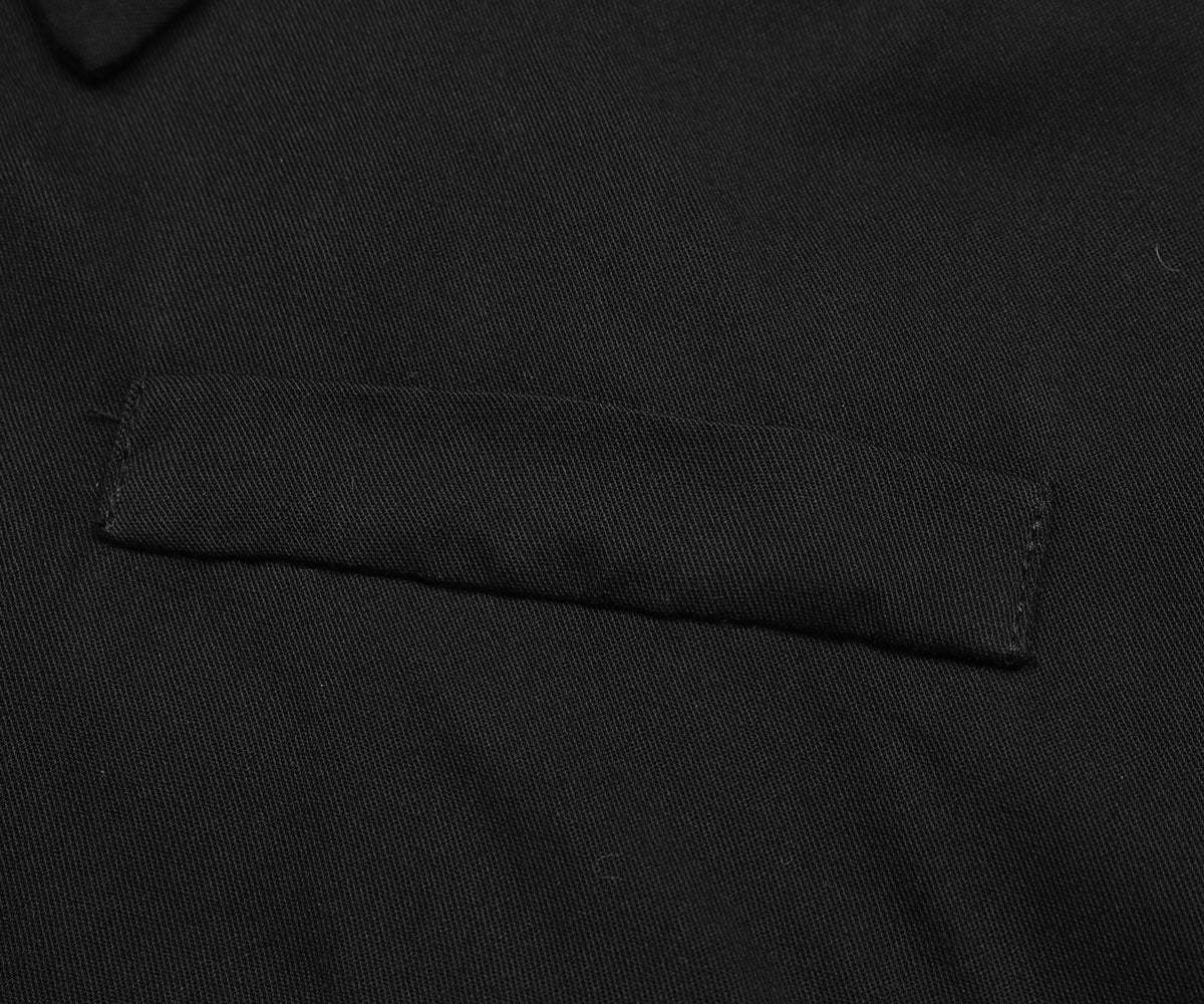 Slant Pockets Belted Black Midi Dress