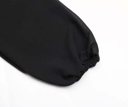 Lantern Sleeve Pleated Hem Belted Dress