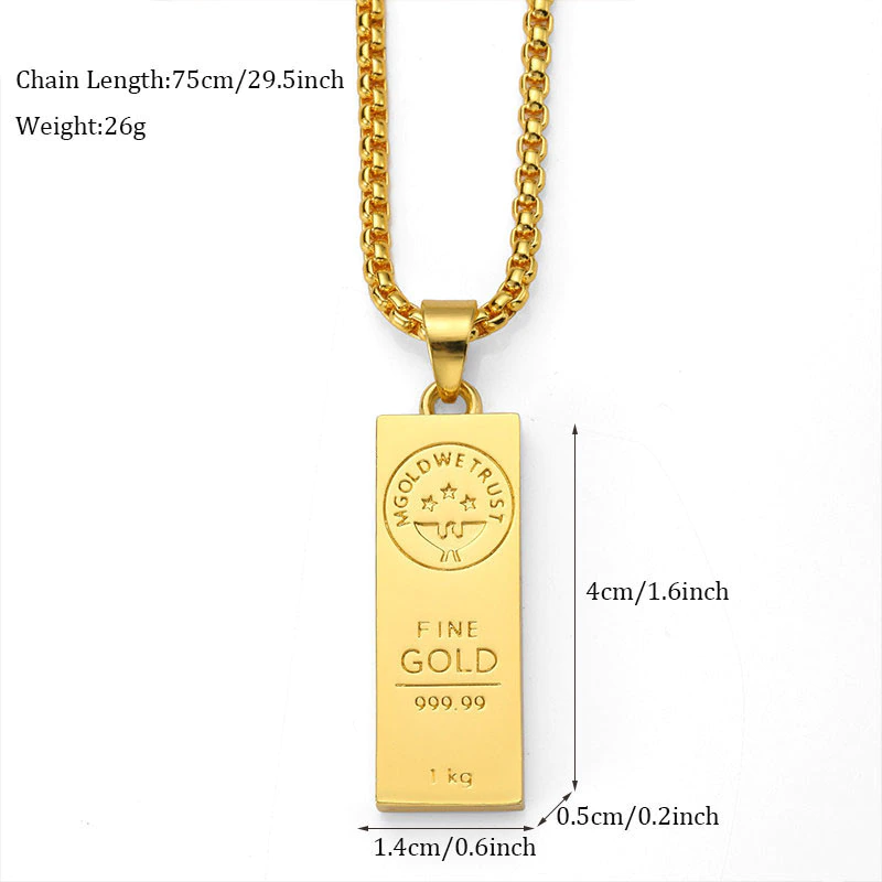 18k Gold Bar Pendant Necklace