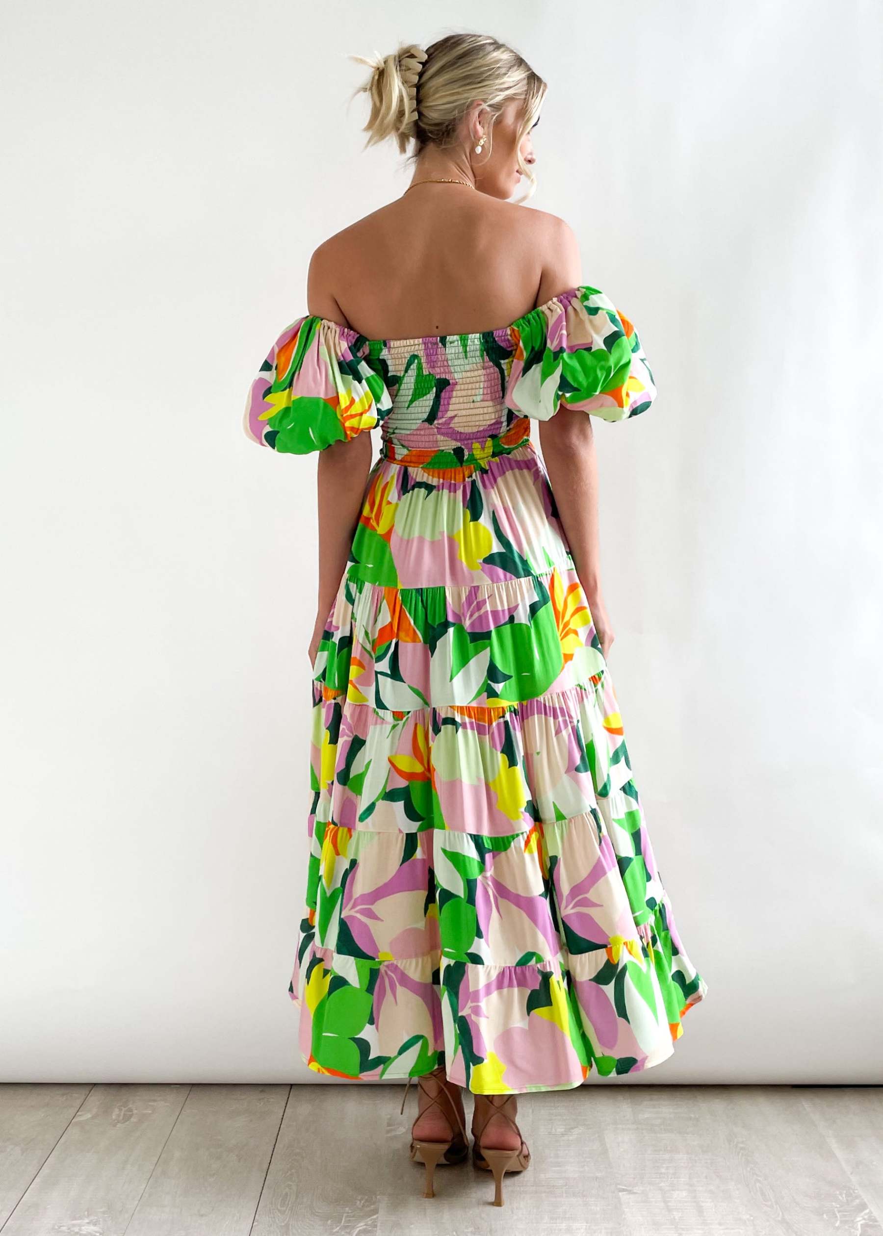 Flossy Green Splash Midi Dress