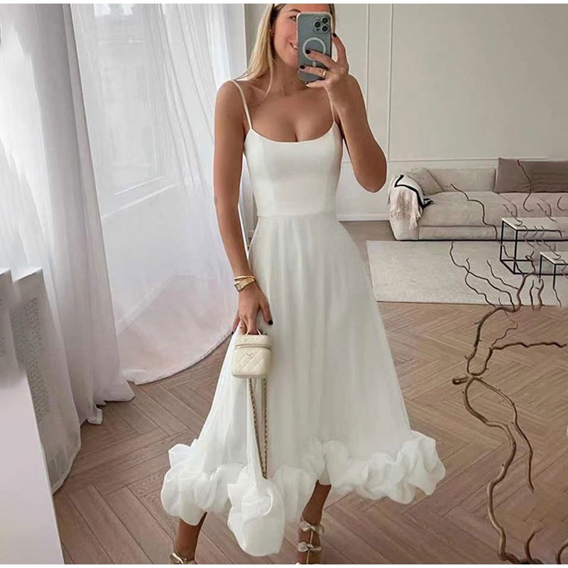 Soft White Sleeveless Midi Dress