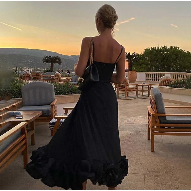 Soft Black Sleeveless Midi Dress