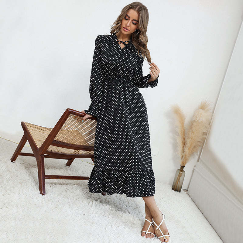 Black White Polka Dot Midi Dress