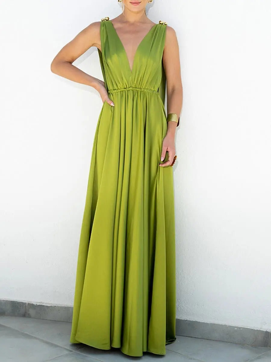 VNeck Bare Back Wedding Guest Maxi Dresses MiaBelle