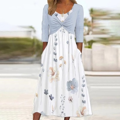 Trendy Print Side Pocket Midi Dress
