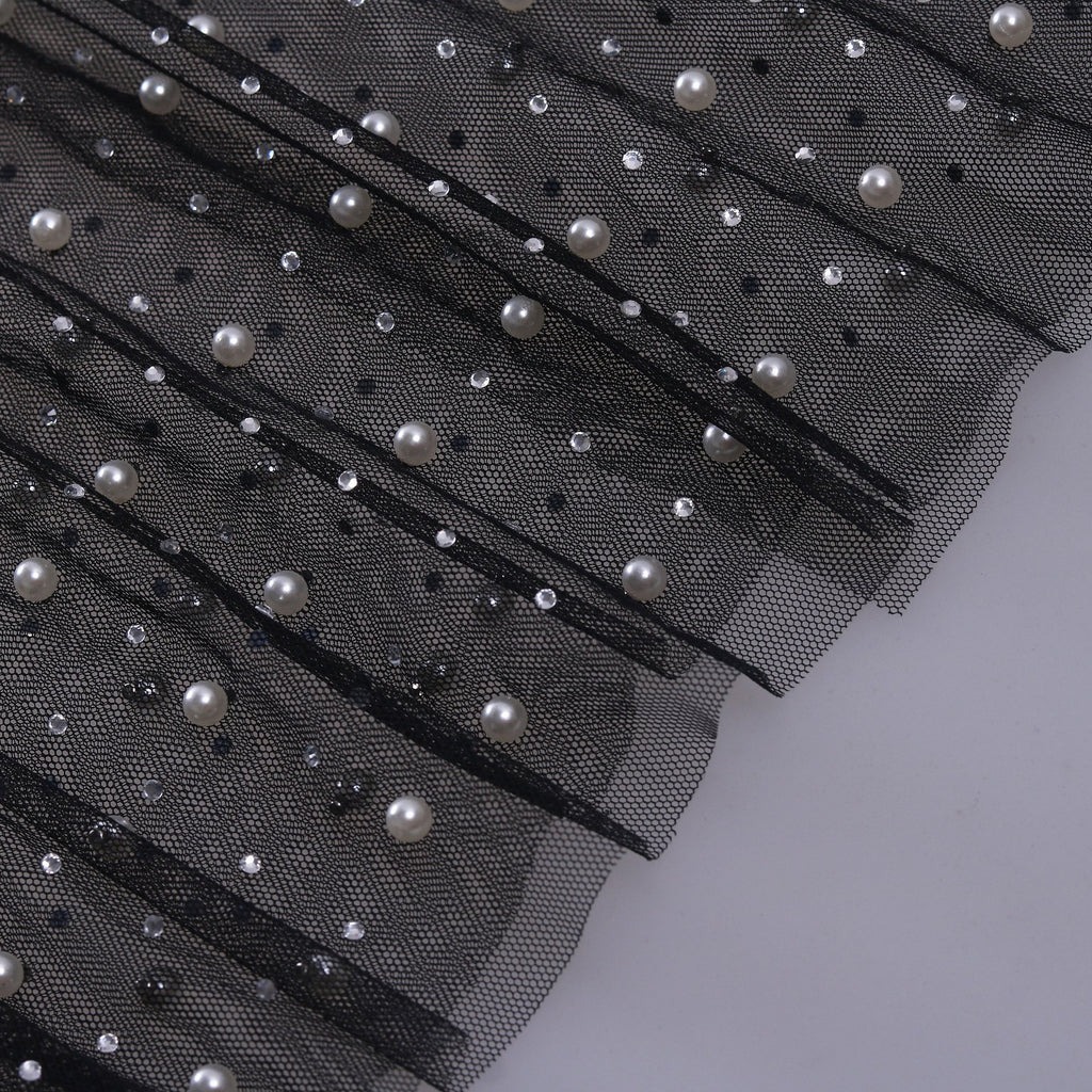 Beaded Hot Diamond Sexy Mesh Maxi Dress