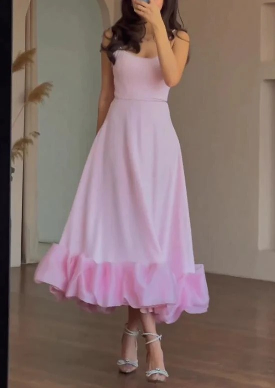 Soft Pink Sleeveless Midi Dress