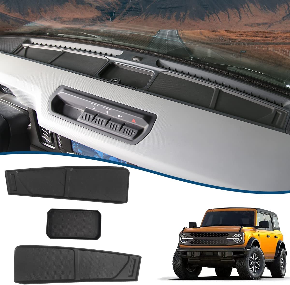 Dashboard Pad Dash Cover Tray Dash Mat Compatible with 2021 2022 Ford Bronco Accessories / TPE 