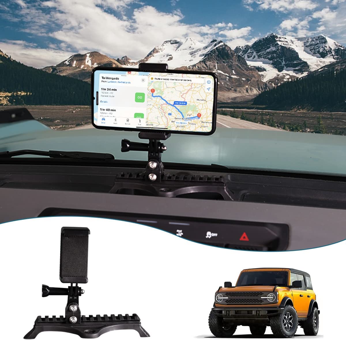 Phone Holder Mount with Picatinny Rail for Ford Bronco Accessories 2021 2022 2/4 Door