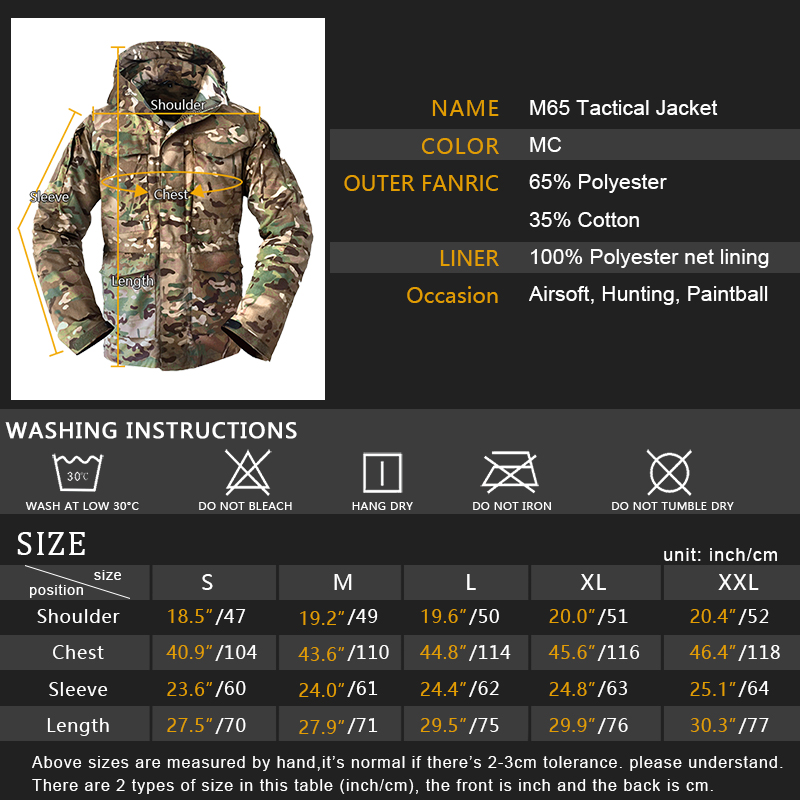 Mingpeng autumn and winter outdoor clothing tactical assault jacket men's  M65 camouflage windbreaker mid-length waterproof jacket jacket