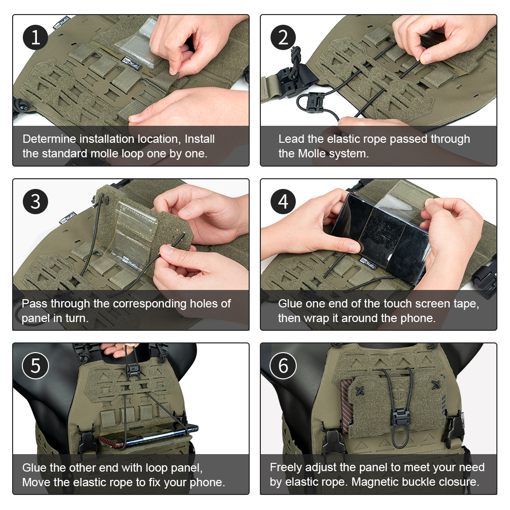 TOPTACPRO Tactical Admin Phone Pouch for Vest MOLLE Plate Carrier Multicam Portable Cell Phone Carrier Holder Quick-release Magnetic Buckle 8512-IDOGEAR INDUSTRIAL