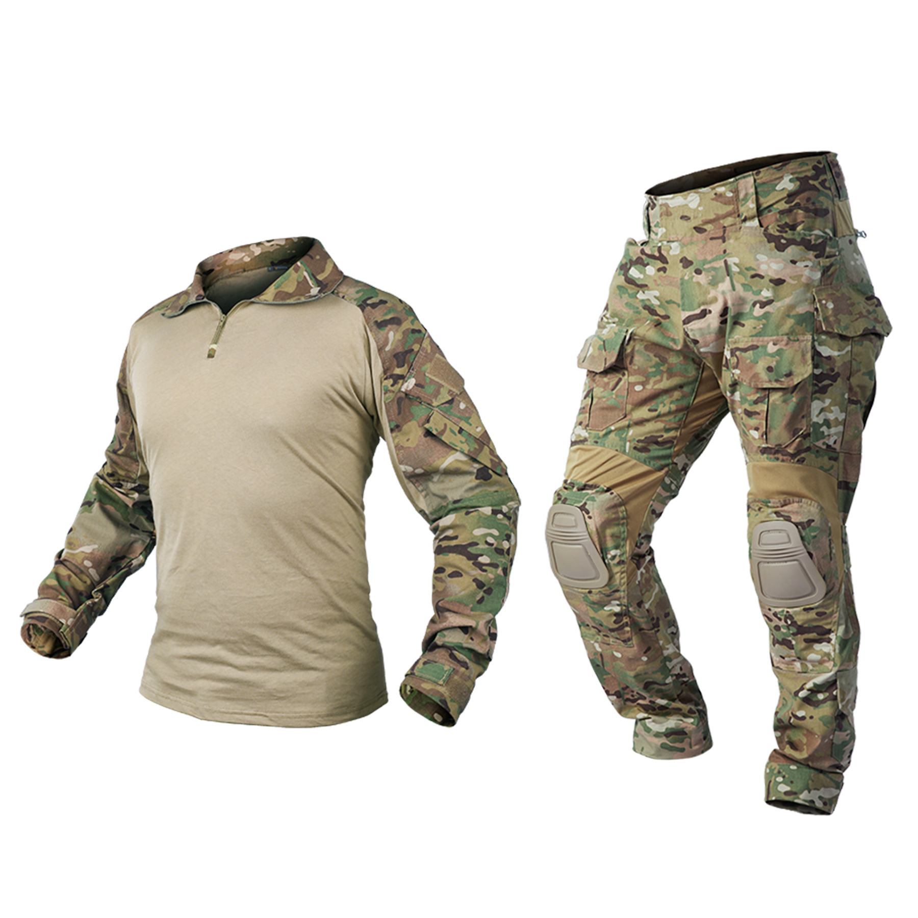 IDOGEAR Tactical G3 Combat Suit Shirt & Pants Knee Pads Update Ver Camo Airsoft Military Combat Uniform 3004(SH3101+PA3205)-IDOGEAR INDUSTRIAL