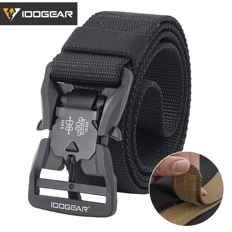 IDOGEAR Tactical Belt with Magnetic Quick-Release Buckle Military Style 1.5” Nylon Belt Loop and Hook Tail Fixation 3413-IDOGEAR INDUSTRIAL