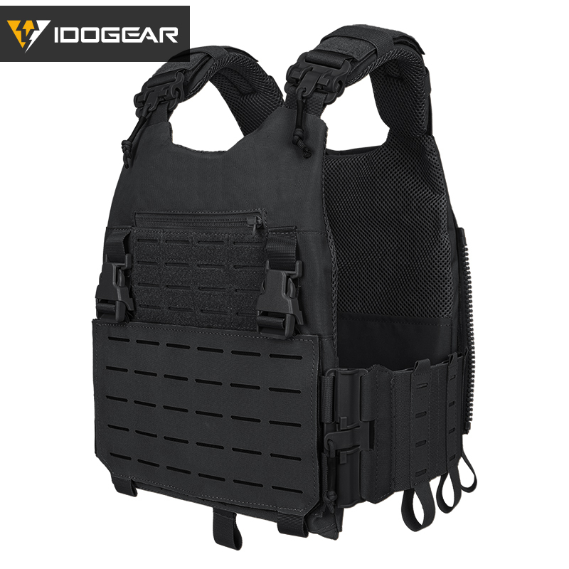 IDOGEAR LSR 500D Tactical Vest Training With Elastic Sides Combat Vest Quick Release Laser Cut Military Plate Carrier 3318-IDOGEAR INDUSTRIAL