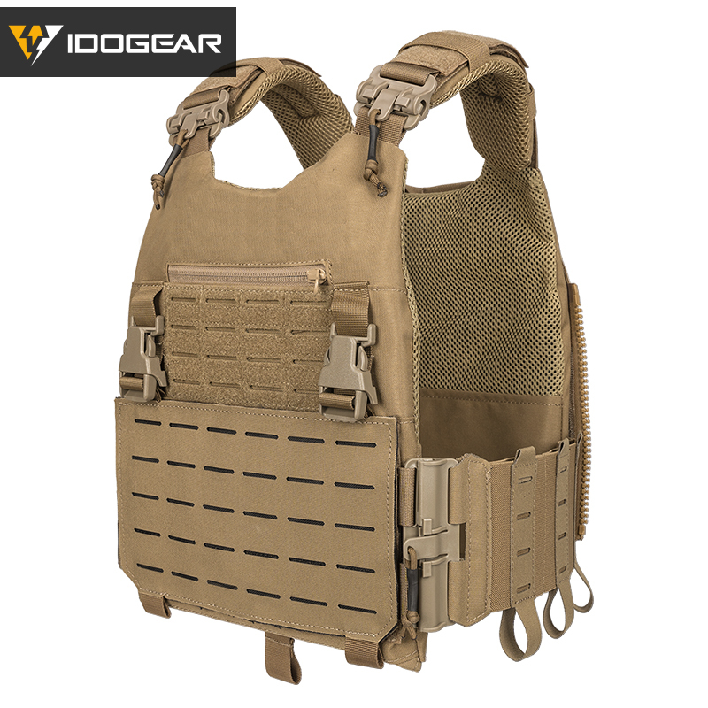 IDOGEAR LSR 500D Tactical Vest Training With Elastic Sides Combat Vest Quick Release Laser Cut Military Plate Carrier 3318-IDOGEAR INDUSTRIAL