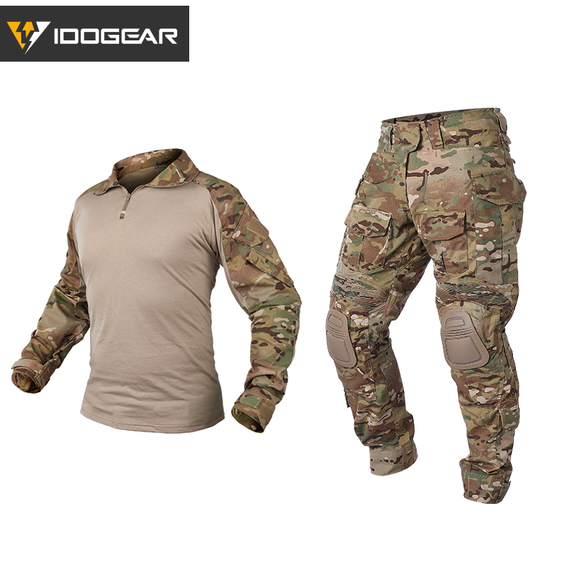 IDOGEAR Tactical G3 Combat Suit Shirt & Pants Knee Pads Update Ver Camo Airsoft Military Combat Uniform 3001-IDOGEAR INDUSTRIAL