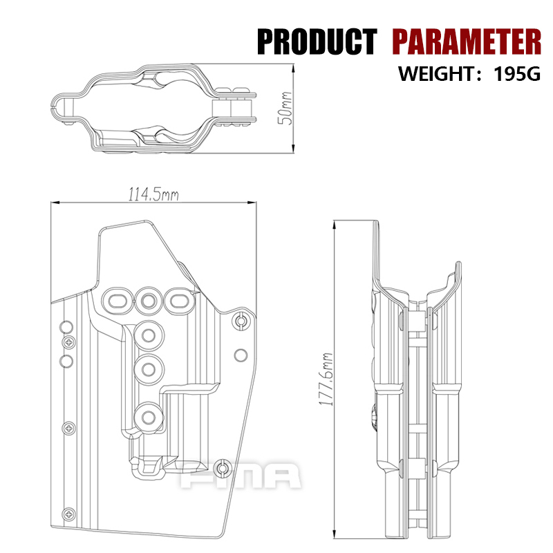 FMA G17L WITH SF Light-Bearing Holster Waist Quick Holster for G17/G19 and X300 lamps 1329-IDOGEAR INDUSTRIAL