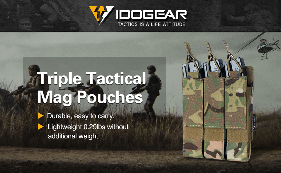IDOGEAR Triple Mag Pouches Tactical Magazine Pouch Molle Open Top Kriss Mag Pouch for MP5 Magazines 3576-IDOGEAR INDUSTRIAL