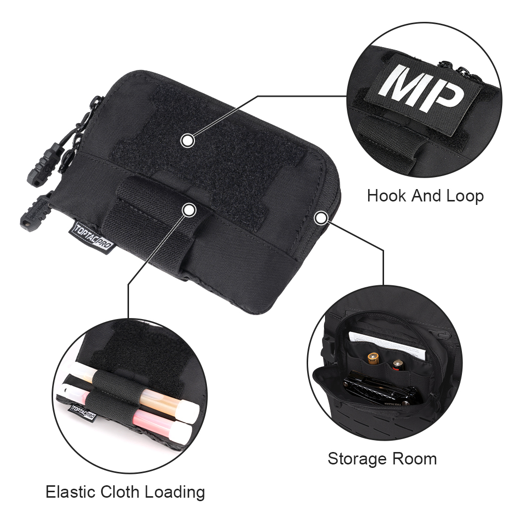 TOPTACPRO Tactical MOLLE Admin Panel Pouch Small Chest Pouch For Tactical Vest JPC2.0 AVS CPC MOLLE System Gun Belt 8510-IDOGEAR INDUSTRIAL
