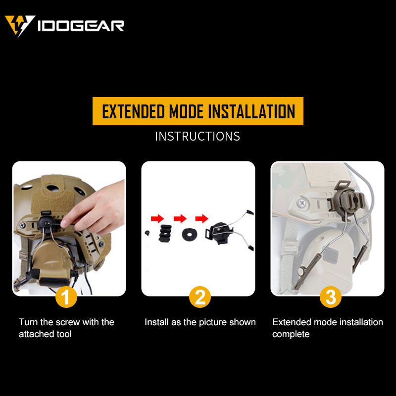 Idogear Tactical Helm Rail Adapter Set Peltor Ops-Core Helm Arc Rail Fast Helm Accessoires 3811-IDOGEAR INDUSTRIAL