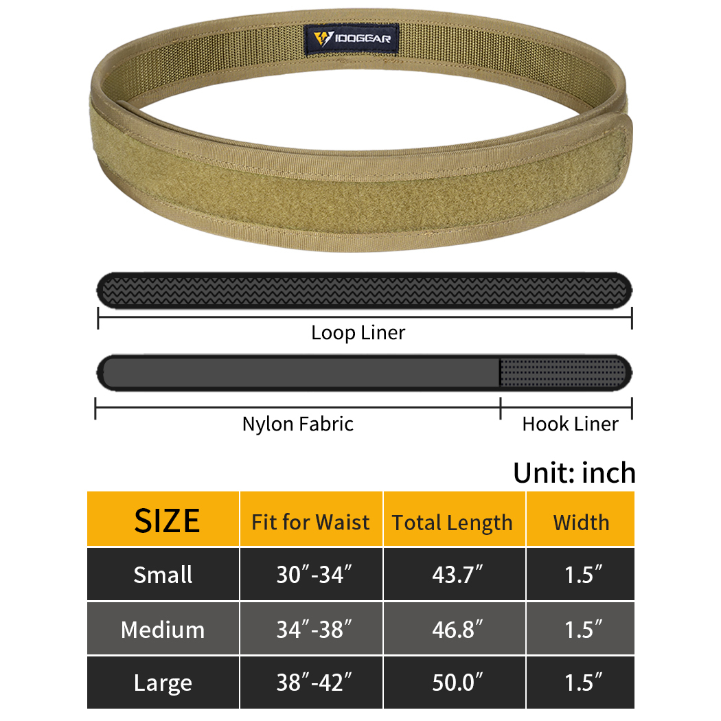 IDOGEAR Loop Liner Inner Belt for Duty Belt 1.5'' Tactical 500D Nylon Belts Unisex Hook and Loop Closure 3425-IDOGEAR INDUSTRIAL