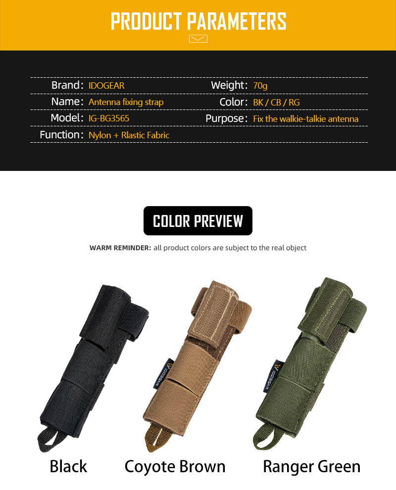 IDOGEAR Tactical Radio Antenna System Relocation Pouch Molle Pouch for PRC152 PRC148 MBITR 3565-IDOGEAR INDUSTRIAL