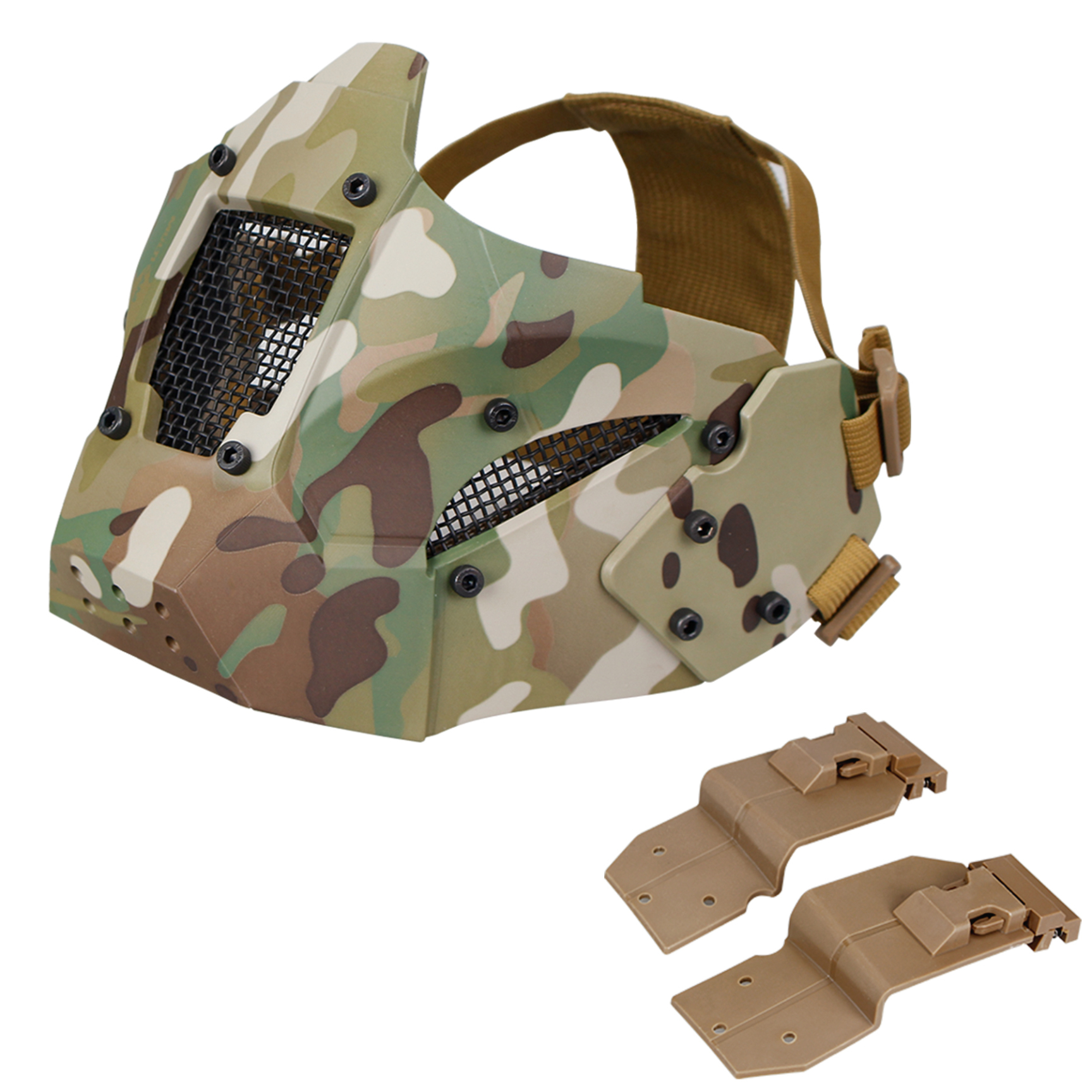 IDOGEAR Tactical Half Fask Mask & Tactical Goggle Set pour rail de casque style