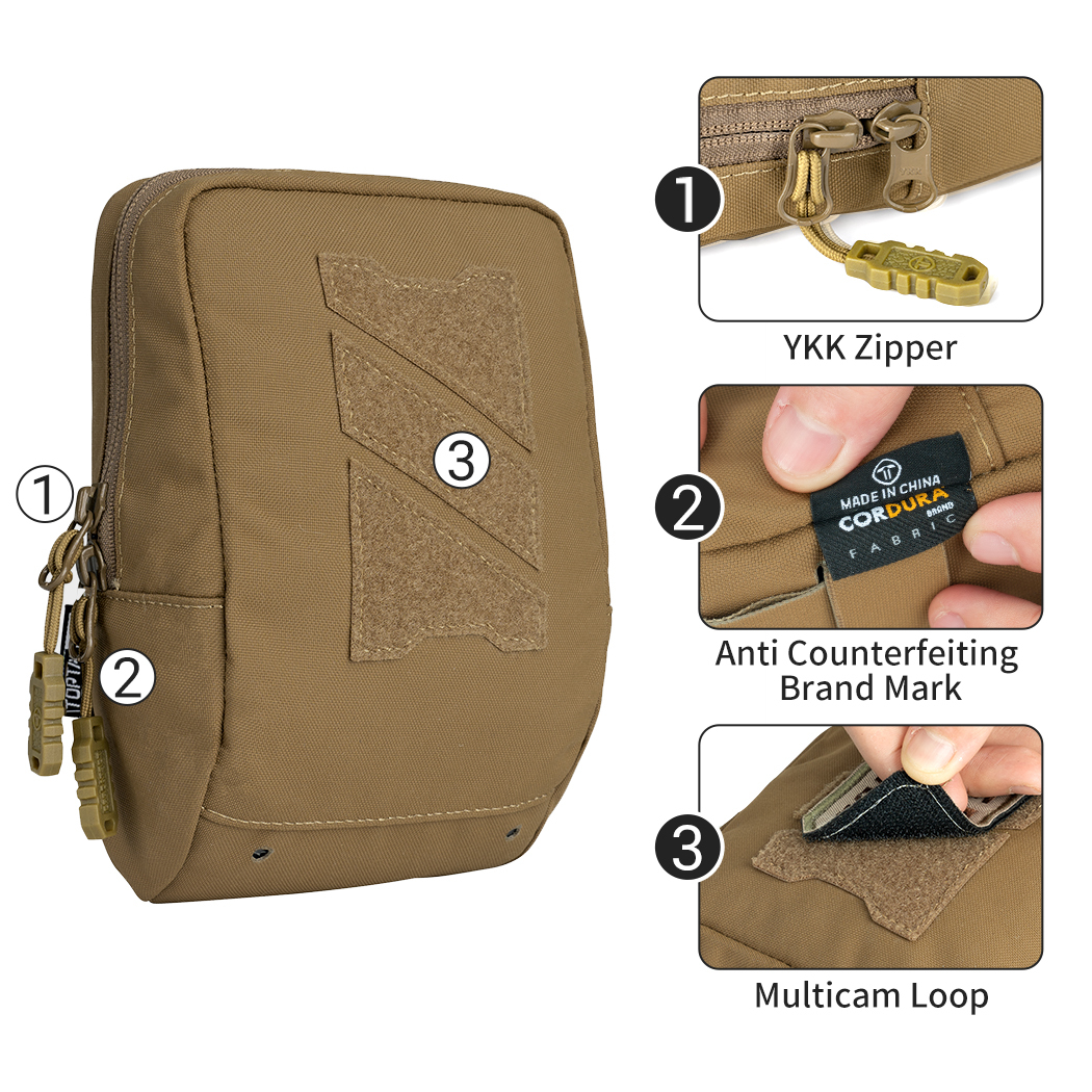 TOPTACPRO Tactical Pouch MOLLE Utility Pouch Military Duty Hunting 500D Cordura Nylon 8518-IDOGEAR INDUSTRIAL