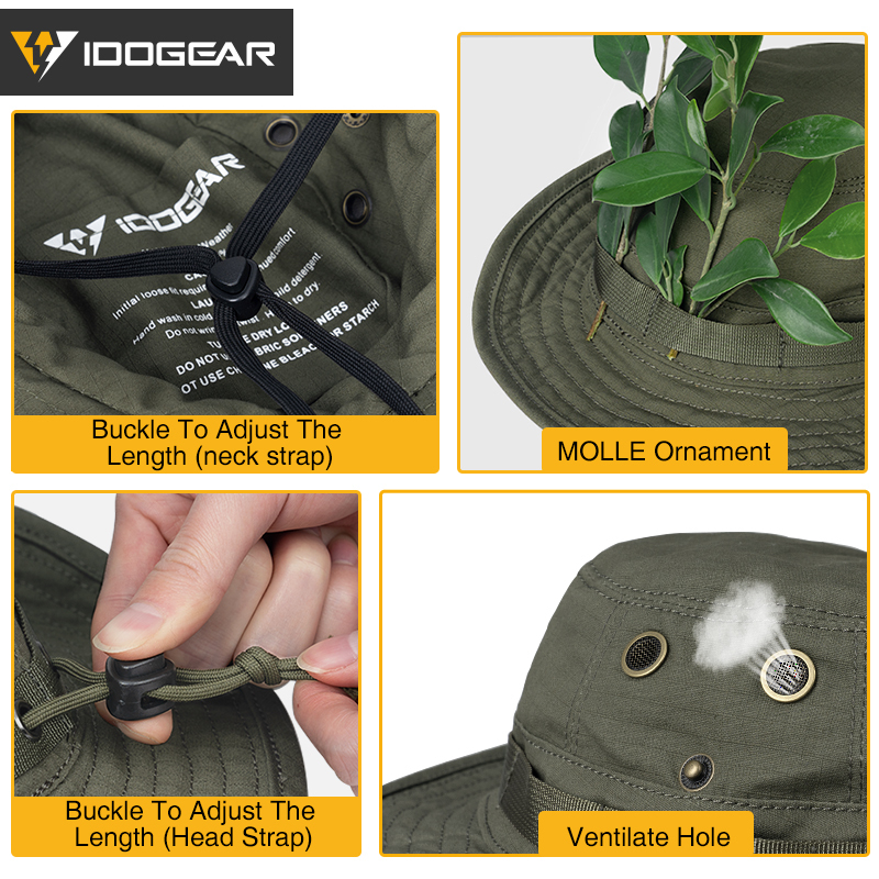 IDOGEAR Wide Brim Boonie Hat Sun Hat for Men Women Fishing Hunting Outdoor Activities with Adjustable Loops Buckle 3620-IDOGEAR INDUSTRIAL