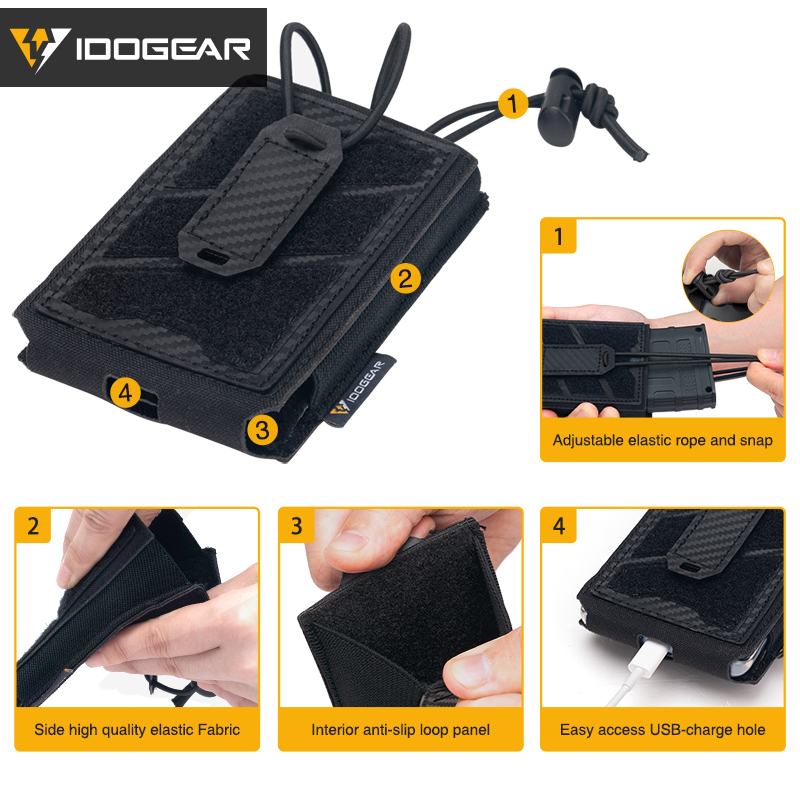 IDOGEAR Tactical Phone Pouch 5.56 Mag Pouch Adjustable Anti-Slip Universal MOLLE Phone Case 3588