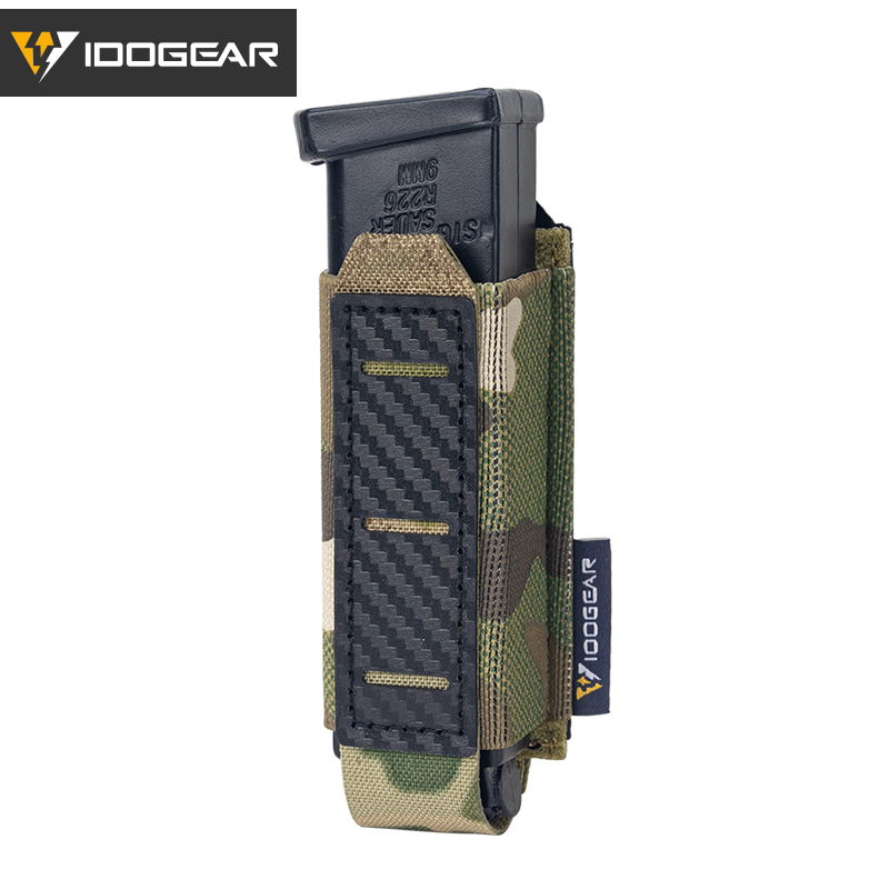 IDOGEAR Tactical Mag Pouch 9mm Single Magazine Carrier Carbon Fiber MOLLE Magazine Pouch 3589