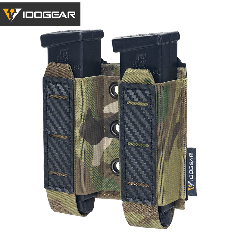 IDOGEAR Tactical Double Mag Pouch for 9mm Quick Draw Lightweight Magazine Carrier MOLLE Magazine Pouch Camo 3590
