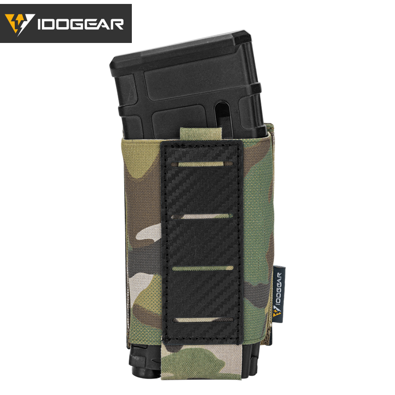 IDOGEAR Tactical 5.56 Single Mag Pouch MOLLE Non-Slip Loop-Wool Quick Draw Camo Magazine Pouch 3591