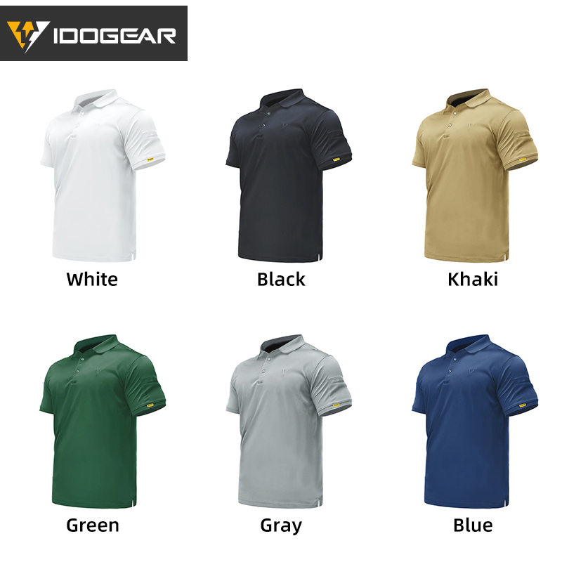 IDOGEAR Men's Tactical T-Shirt Short Sleeve Polo Shirt Quick Dry Plain Polo Shirt Breathable Lapel Neck Top 3113-IDOGEAR INDUSTRIAL