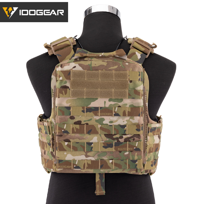 IDOGEAR Gilet tactique Airsoft Plate Carrier Laser Cut MOLLE Quick Release  Camo