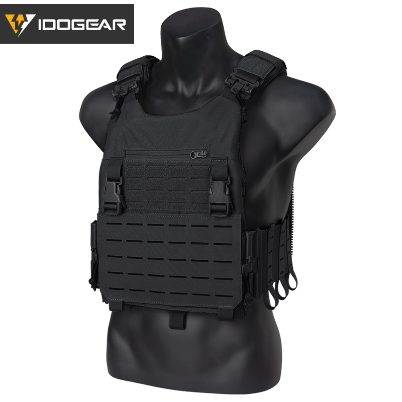 IDOGEAR LSR 500D Tactical Vest Training With Elastic Sides Combat Vest Quick Release Laser Cut Military Plate Carrier 3318-IDOGEAR INDUSTRIAL